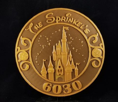 Personalized DW Magic Kingdom Inspired Address Plaque / Sign - Dual Color ( Theme Park Home Decor Prop Inspired Replica )