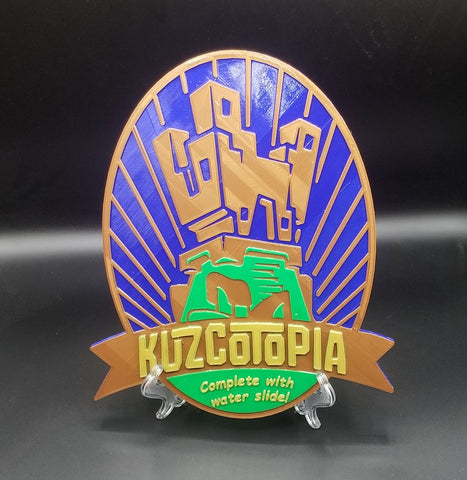 Kuzcotopia Complete with Water Slide Inspired Sign / Plaque - ( New Groove Inspired Prop Replica )