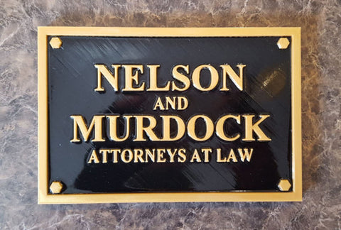 Daredevil Inspired Nelson and Murdock Attorney Sign / Plaque Replica
